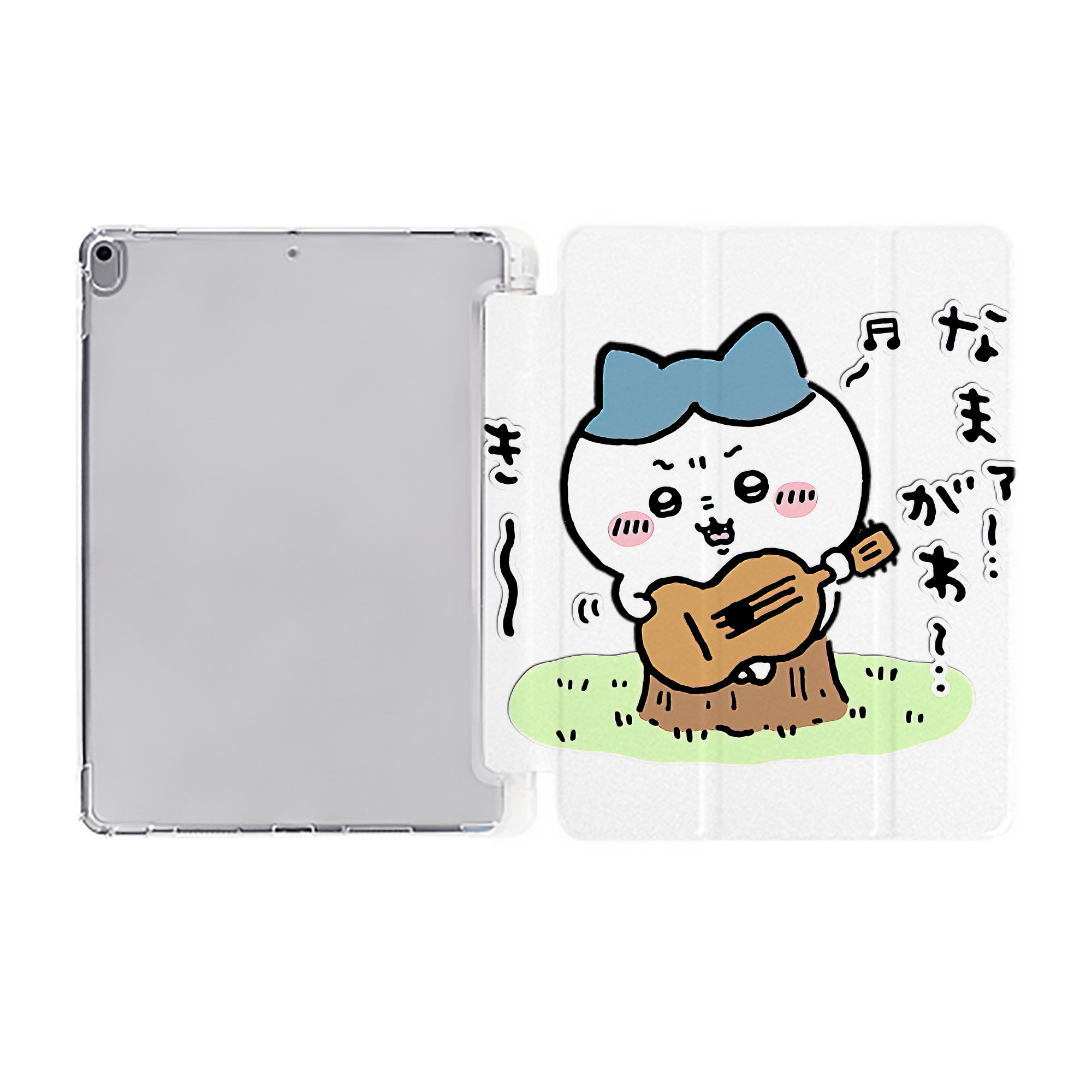 （画像用） ちいかわ ハチワレ Chii-kawa hachiware IPad ケース ペン収納付き 三つ折りスタンド PUレザー×シリコン 対応機種9.5/10.5/10.9インチ